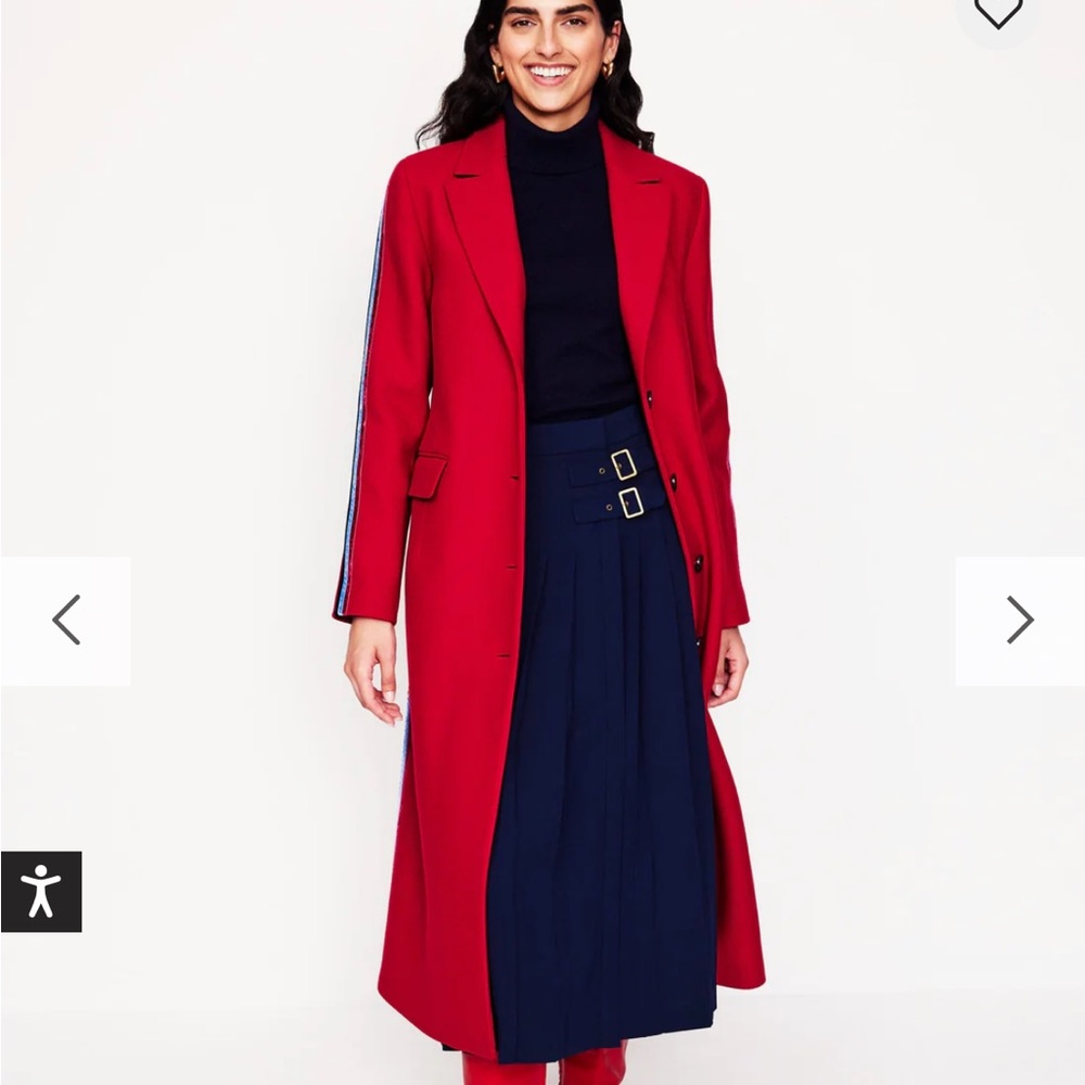 Boden Side Stripe Midi Coat - NWT
